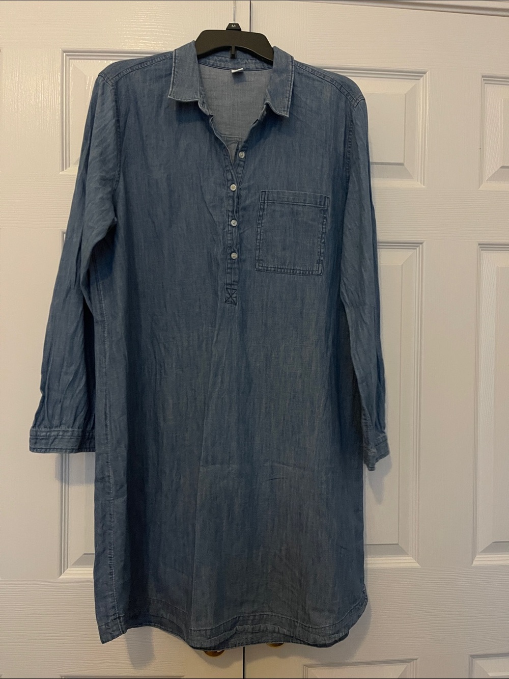 Old Navy Blue Chambray Long Sleeve Shirt Dress